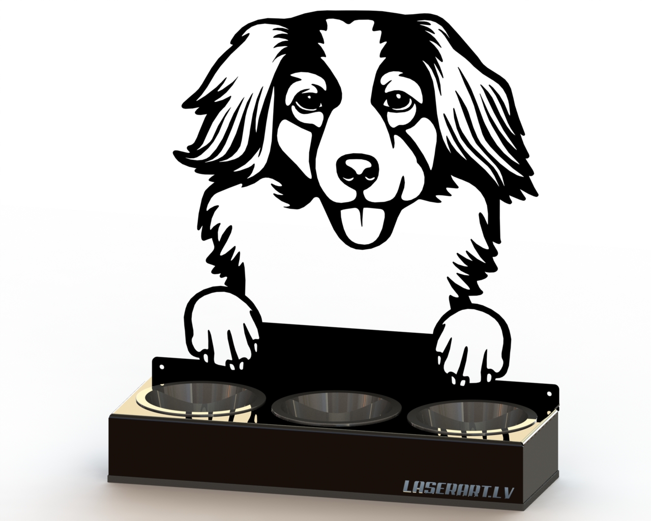 3-Bowl Dog Feeder, Nederlandse Kooikerhondjes Dog breed, Raised Feeding Station